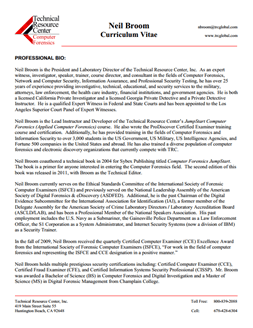 CV for Neil Broom Expert Witness in Computer Forensics Investigations in Louisiana